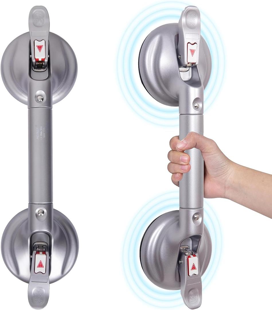 17inch Suction Shower Grab Bar, Portable Shower Handle Bar Suction Grip Bar Bathtub Handle with Strong Hold Suction Cup Fitting and Rapid Release for Bathroom(Max Capacity :300lb