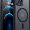 CANSHN Magnetic Compatible with iPhone 12 Pro Max Case, Upgraded [Full Camera Protection] [Compatible with Magsafe] [Translucent Matte] Shockproof Protective Phone Cover 6.7 Inch - Black