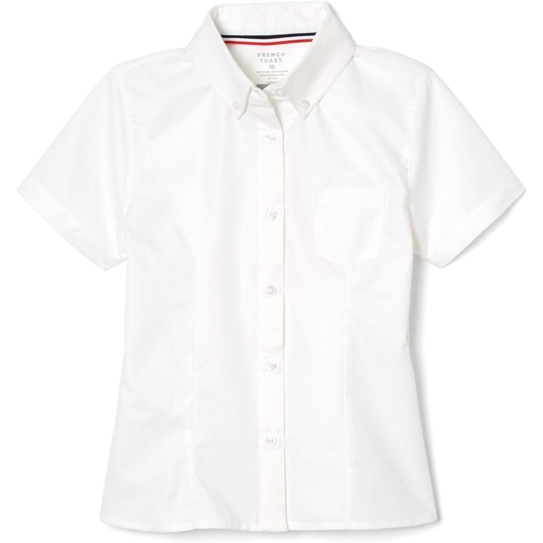 French Toast Girls' Short Sleeve Oxford Shirt (White)