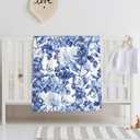 Printed Watercolor Blue and White Floral Throw Blanket Ultra Soft Cozy Flannel Fleece Blanket Plush Warm Lightweight Bedding for Couch Sofa Chair Bed Living Room Bedroom Decor,60"X50"