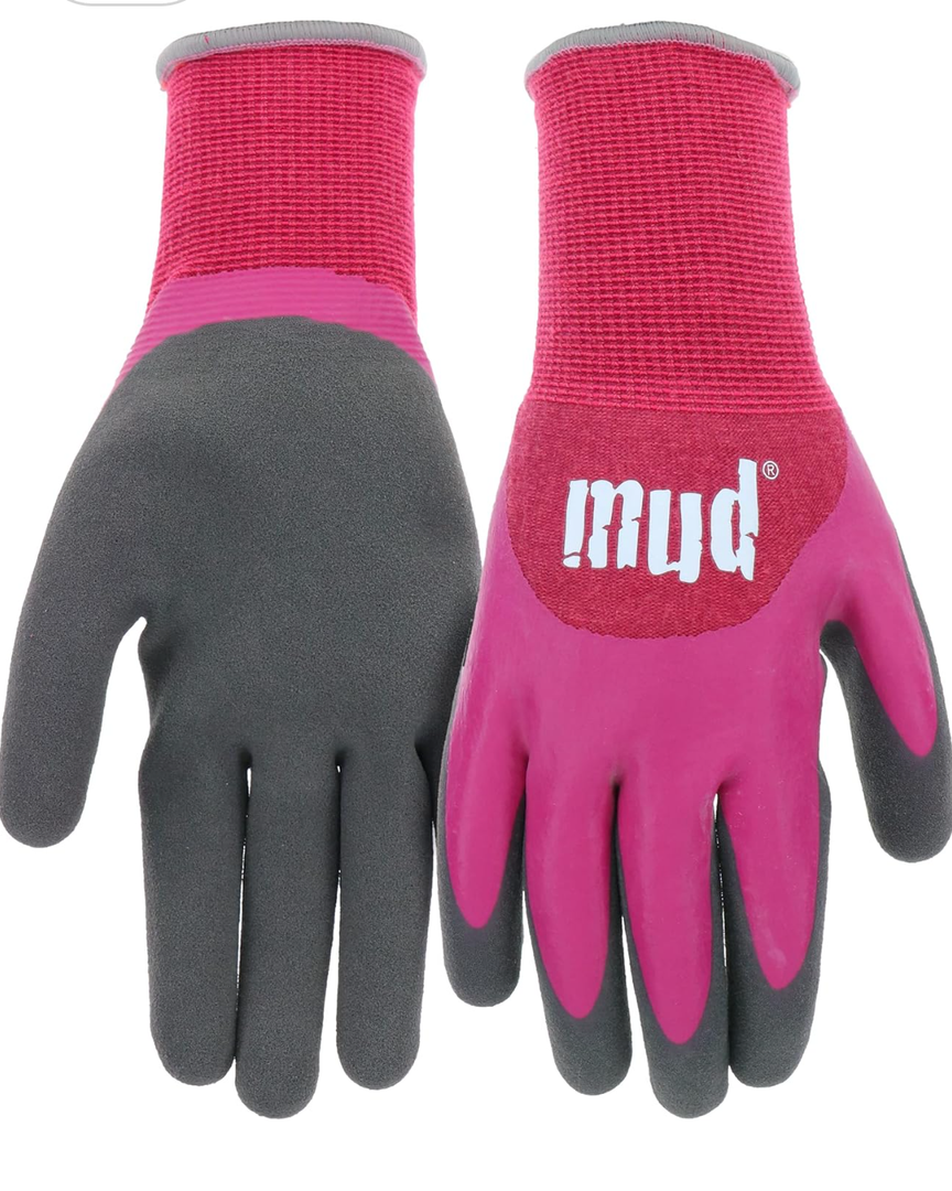 MUD Grip Women's Bamboo Double Dipped Latex Work Gloves, Water Resistant, UV Protection, Durable Grip, Abrasion Resistant, Pink, Medium/Large, (MD32001W-WML)