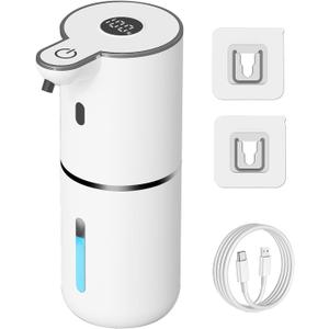 OHIFAST Automatic Liquid Soap Dispenser Touchless, USB Rechargeable Smart Hand Soap Dispenser, 6-Level Adjustable, 12.8oz/380mL Wall Mounted for Bathroom Kitchen Dish Soap-White