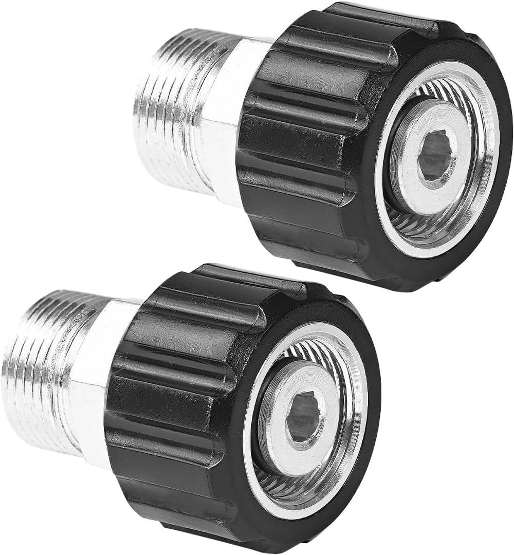 YAMATIC Pressure Washer Adapter, Metric M22-14mm Male to M22-15mm Female Fitting, Connect M22-14mm Pressure Washer Hose with M22-15mm Outlet Pressure Washer and Gun,2pcs (Silver)