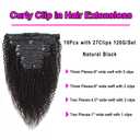 Curly Clip in Hair Extensions Real Human Hair for Black Women Brazilian 3C 4A Kinky Curly Human Hair Clip in Extensions 10Pcs with 21Clips 120G/Set Natural Black 16 Inch