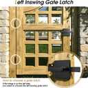 Double Side Gate Latch, Heavy Duty Gate Latch for Wooden Fence, Black Fence Gate Latch with Handles, Left Inswing Gate Latch for Wooden Gates, Vinyl Gate, Backyard, Garden, GL01
