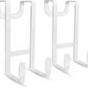 FYY 2 Packs Over The Door Hooks, Heavy Duty Door Hanger Hook, No Drill Wall Hooks for Hanging Coat, Towel, Bag in Bathroom, Closet Fits Most Doors Up to 1-7/8" Thickness White (Short)
