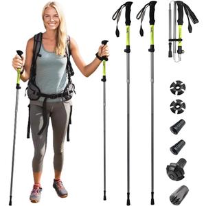 Trekking Poles Collapsible 2 Pack, 7075 Aluminum Alloy Hiking Poles, Adjustable 45"-53" with Anti-Shock EVA Grips, 3-Section, 260lbs Ultralight Trekking Sticks for Snow Ice Rock Walking