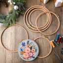 DoubleFill 9 Pcs Beech Wood Embroidery Hoops Sizes from 7 inch to 9 inches Frame Beech Wood Circle Rubber Hoops Ring Hanging Display Cross Stitch Ornament Gift Kits for Craft Sewing Gifts