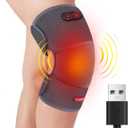 Heated Knee Brace Wrap with Vibration Massage USB Powered Knee Massager for Joint Arthritis Pain Relief Warm Compress Knee Heating Pad (Non-Chargeable)