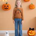 Girl Boy Pumpkin Ghost Pullover Long Sleeve Cute Spooky Tops Halloween Sweatshirt (Orange)