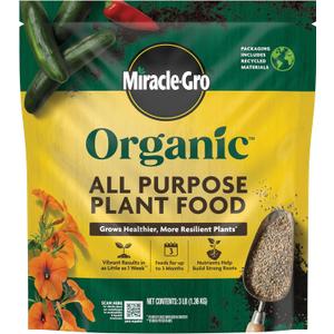 Miracle-Gro Organic All Purpose Plant Food - Garden Fertilizer for Outdoor Vegetables, Flowers, Container and In-Ground Plants, Feeds up to 3 Months, OMRI Listed, 3 lb. (BBD 06/26/26)