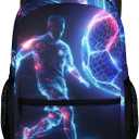 Boys Bookbag, Soccer Backpack, Kids Schoolbag for Boys Girls, Gift for Kids Back to School, 17 Inch Student Bookbag for Travel Picnic Hiking