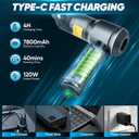 SakerPlus 17500Pa Cordless Handheld Car Vacuum 4-in-1 Mini Vacuum Cleaner with LED Display 40min Runtime Multi Nozzles Rechargeable and Portable for Home,Office,Outdoor (Grey)