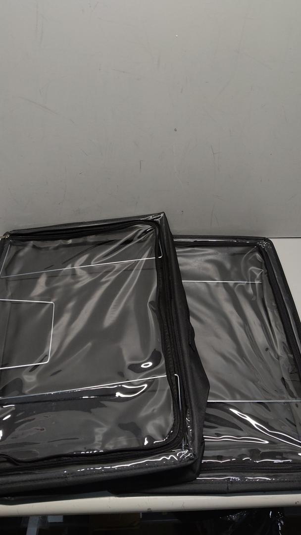 Frame Storage Box - Clothes Storage Bin Bags Oxford Fabric Foldable Stackable Container Organizer Set with Clear Window & Carry Handles (Black, X-Small-36L)Amazon's Choice 2 Pack