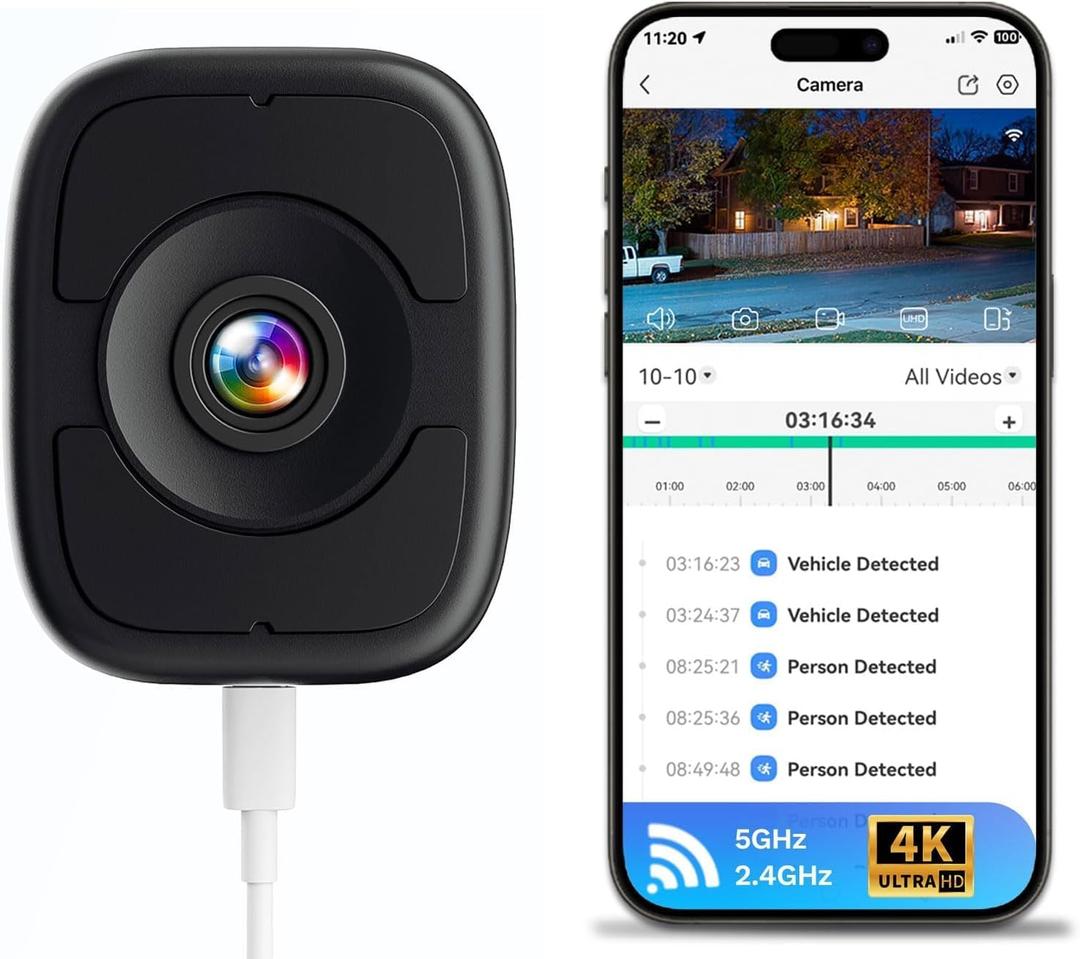 LongPlus 8MP 4K Indoor Window Camera, Safeview Window Security Camera with Night Vision Full Color, Magnetic Window Camera for Home Security,Human Car Detection,2.4/5GHz WiFi,24/7 Recording,2 Way Talk