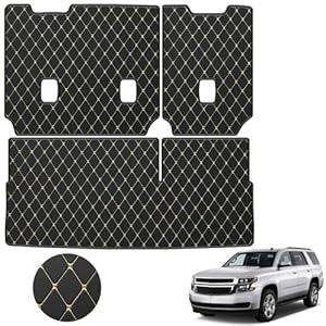 Cargo Mat & Backrest Mat for 2015-2020 Chevrolet Tahoe/ GMC Yukon(Not for XL) - Custom Fit PU Leather Cargo Liner - All Weather Anti-Slip Waterproof Easy to Clean Cargo Mats