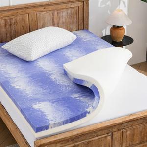 Memory Foam Mattress Topper 4 Inch Gel Ventilated Design Pressure Relieve Mattress Pad Soft Breathable Bed Topper, CertiPUR-US Certified, Full Size