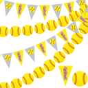 Tinlade 4 Pieces Softball Party Decorations Softball Party Banners Bunting Hanging Banners Paper Garlands Favors for Sports Theme Birthday (Bright Style)