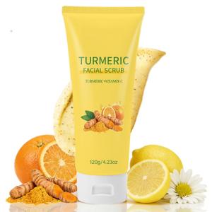 Turmeric Facial Scrub with Vitamin C, Gentle Exfoliating Face Scrub for Oily Skin, Fine Particle Facial Scrub to Cleanse Pores and Smooth Skin Feel, Refreshing Daily Face Care, 120g / 4.23 oz, EXP 06/06/2027