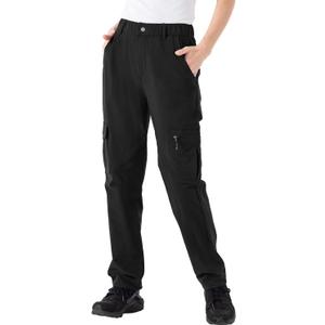 Rdruko Women's Hiking Cargo Pants Water-Resistant Quick Dry UPF 50+ Travel Camping Work Pants Zipper Pockets (X-Large, 01 Black)