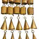 Vintage Indian Tin Bells Rustic Chime Vintage Jingle Bell Cow Bells Christmas Tree Crafts Decoration lot 20 Pc (Gold)