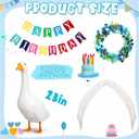 Abbylike 4 Pcs Happy Birthday Porch Goose Outfit for 23" Statues Poseable Porch Goose Wings Birthday Cake Hat for Lawn Patio Outdoor Geese Statue Decoration Accessories(Blue,Classic Style)