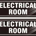 2 Pack Electrical Room Signs- 8x3Inch Self-Adhesive Acrylic Sign- Easy Installation - Electric Closet Sign for Door or Wall, Black 