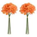 IPOPU 2 Bouquets Gerbera Daisy Artificial Flowers 10PCS Orange Flowers Faux Daisies Real Touch Flowers for Wedding Party Home Table Centerpieces Decoration (Orange)