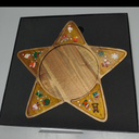 Picnic TIME Christmas Star Serving Tray, Holiday Appetizer Tray, Wooden Charcuterie Board, (Stained Parawood)