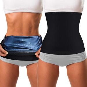 Geyoga 2 Pieces Waist Trimmer for Women Sweat Wrap Sweat Waist Trainer for Bodybuilding Lower Belly Fat (X-Large, Blue Inner)