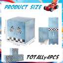 Zhanmai 4 Pcs Large Racing Car Party Boxes 11.8 x 11.8 Inch Goodie Checkered Boxes for Birthday Decor Truck Theme Race Car Podium Centerpiece Decorations Cardboard Party Favors(Blue)
