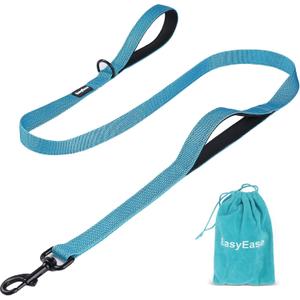 EasyEase Dog Leash with 2 Comfortable Soft Padded Handles Reflective Heavy Duty Pet Dog Walking Leashes 5FT Blue Durable Dog Training Lead & Traffic Handle for Large Medium and Small Dogs