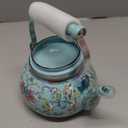 2.6 Quart Floral Enamel Tea Kettle, Vintage Enameled Teapot Stovetop, Enamel on Steel Water Coffee Tea Pot with Ceramic Handle, Colorful Hot Water Kettle for Home Kitchen Decor, No Whistling