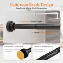 STARLATTA 2 Pack Shower Curtain Rods:43-78 Inch No Drilling Tension Rods, 1" Diameter Heavy Duty Adjustable, Stainless Steel Rust-Proof Spring Anti-Slip Curtain Rod for Bathroom (Black,78'')