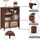 BON AUGURE Rustic Short Bookshelf, 3 Shelf Bookcase, Small Wood Low Book Cases/Shelves, Farmhouse Storage Tier Book Shelves for Home Office, Living Room, Small Space (Rustic Oak)