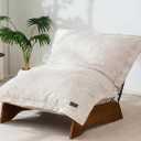 MAXYOYO Adjustable Living Room Chair, Convertible Bean Bag Chair & Recliner with Frame, Removable Cushion Floor Sofa Corded Fabric, Soft Upholstered Lounge for Bedroom, Dorm, Beige, Large, 39.4"D x 37.8"W x 34.5"H