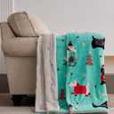 Super Soft Faux Rabbit Fur Twin Blanket for Couch, Christmas Style, Brushed Faux Fur Soft and Warm Plush Sherpa for Couch,Sofa and Bed,Green, 60"x80"