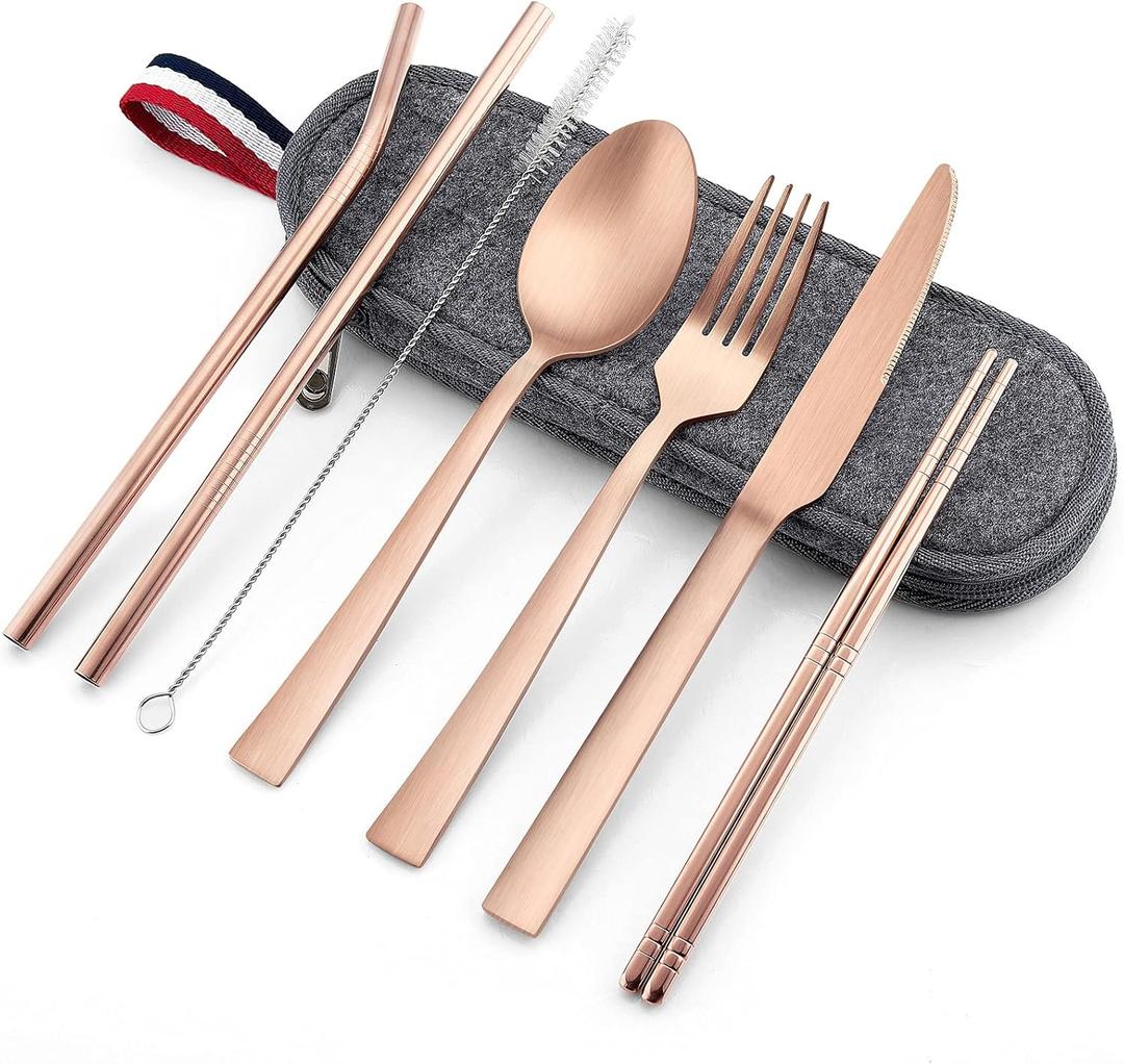 E-far 8-Piece Reusable Travel Silverware Set