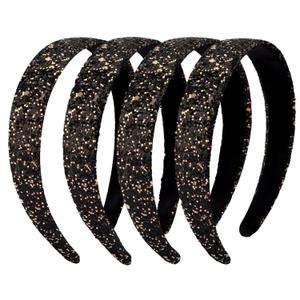 Headbands for Girls Women Glitter Black Headband Sparkly Headband Hair Bands for Women Girls Headbands Bling Head Bands Hair Accessories for Party Holiday Back to School