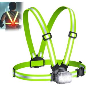 Viccux 500LM High-Visibility Running Lights for Runners, Adjustable 45 Beam & 360 Reflective Vest, IPX4 Waterproof Running Vest Light for Night Walking/Cycling/Jogging, 3.5-20Hrs Runtime