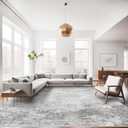RUUGME Washable 9X12 Rug Abstract - Living Room Bedroom Large Area Rug Indoor Farmhouse Stain Resistant Carpet Non-Slip Machine Washable Distressed Soft Room Decor 9X12 Grey