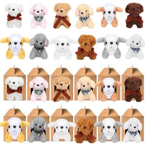 24 Pcs Adopt a Dog Party Favors Include 12 Mini Plush Dogs Stuffed Puppy and 12 Foldable Kraft Boxes for Adopt a Puppy Party Favors Supplies Gifts