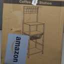 4 Tier Coffee Bar Station, Corner Bakers Rack with 5 Hooks & Wire Basket, Coffee Maker Stand for Small Space, Kitchen Storage Shelf for Entryway, Living Room, Caf, White, 16.5"x13"x47.8"