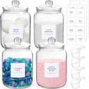 4 Pack Glass Jars with Lids and Labels, Glass Containers for Laundry Room Organization and Storage, Half Gallon Airtight Glass jars Holder for Laundry Detergent, Pods, Scent Booster Beads, 4 Spoons