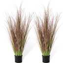 Jexine 2 Pieces Tall Artificial Grass Plant Potted Artificial Greenery Floor Plants Fake Pampas Grass Tall in Pot for Housewarming Gift House Garden Bathroom Lobby Indoor Outdoor (Autumn,4 ft)
