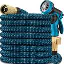 100 ft Expandable Garden Hose - Durable 3750D Fabric, 4-Layer Latex Core, Solid Brass Connectors Expanding Water hoses - 10 Spray Nozzles & Convenient Storage Bag Included