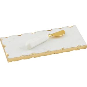Mud Pie White Marble Everything Plate; board 4" x 9" | spreader 5 1/2"