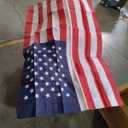 American Flag and Flag Pole for House Outside, 5ft Heavy Duty Flag Poles Kit with 3x5 Embroidered USA Flag, Tangle Free Steel Black Flag Pole with Bracket for Residential, Commercial, Outdoors Garden