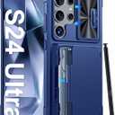 Vizvera for Samsung Galaxy S24 Ultra Case Wallet,RFID Cards Holder & Camera Cover & Kickstand for Women Men, Full Body Rugged Shockproof Silicone Case for S24 Ultra 6.8" 2024 Only(Blue)