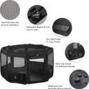 Dog Playpen Portable Pet Play Pens for Small Dog/Cat/Rabbit/Chicks, Cat Playpen Indoor/Outdoor with Carring Case, Removable Zipper Top and Bottom (Black, Large (46"x46"x23"), 8)